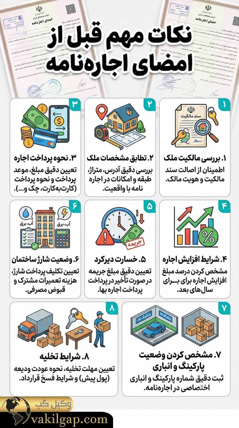نکات مهم قبل از امضای اجاره نامه